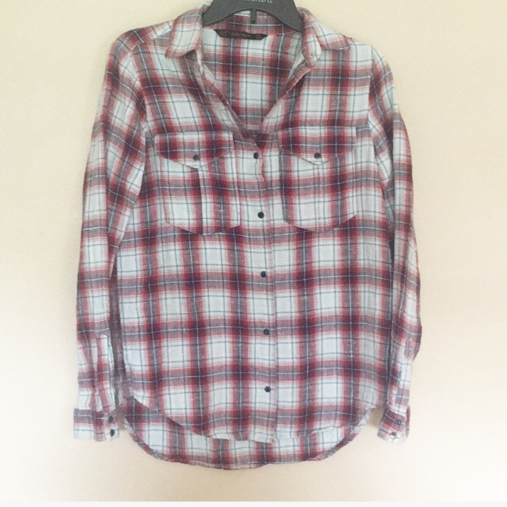 Zara Basic Plaid Snap Down. Xs - image 1